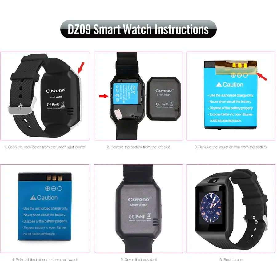 Cawono Bluetooth смарт часы умные Часы Smart Watch часы мужские женские детские часы DZ09 Android телефон телефонный звонок 2 г/м² sim-карта TF Камера для Iphone, Android VS A1 GT08 часы мужские наручные