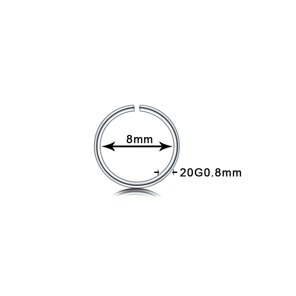 5 шт./лот 20 г пирсинг носа стальной Лабрет гвоздик для пирсинга в хряще серьги поддельные перегородки индийское кольцо в Нос Обруч Спираль пирсинг ювелирные изделия для тела - Окраска металла: 20g 8mm