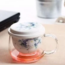 300 мл Китайский Фильтр прозрачность боросиликатного стекла чашка с крышкой фарфоровая заварка Цветущий и листовой чай горшки