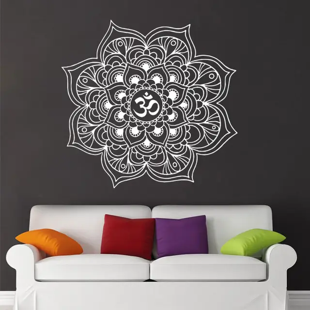 online shop mandala wall stickers decor indian yoga oum om sign