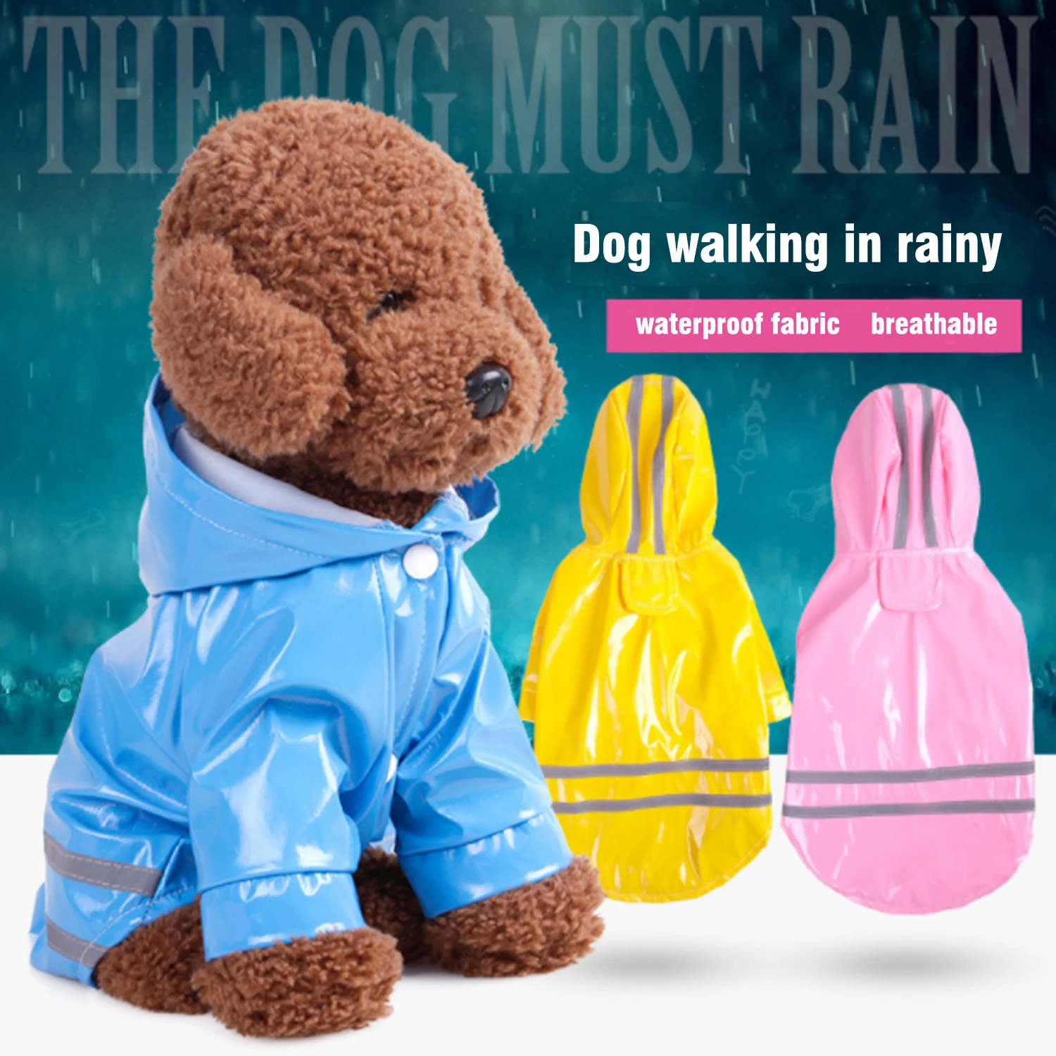 

2019 Summer Spring Outdoor Puppy Pet Rain Coat Hoody Waterproof Jackets PU Raincoat for Dogs Cats Apparel