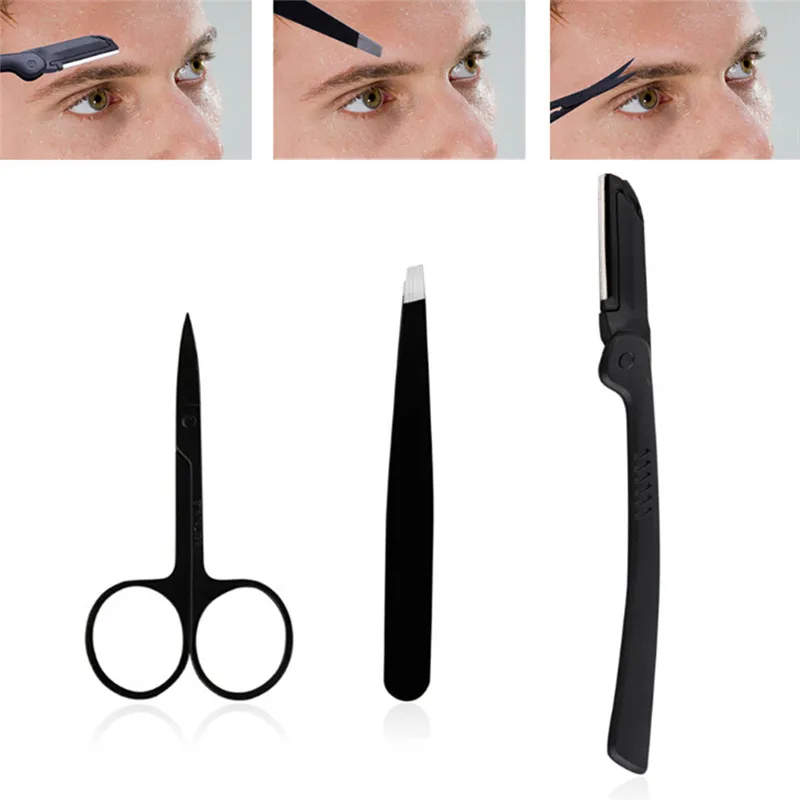 3pcs/set Eyebrow Knife Thrush Set Women Girl Stainless Steel Makeup