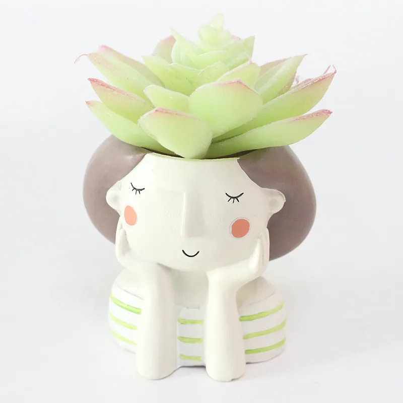 Flone European Style Succulent Plants Planter Pot Flower Girl Plants Vase Mini Bonsai Plants Flower Pot Home Office Decor Craft (32)