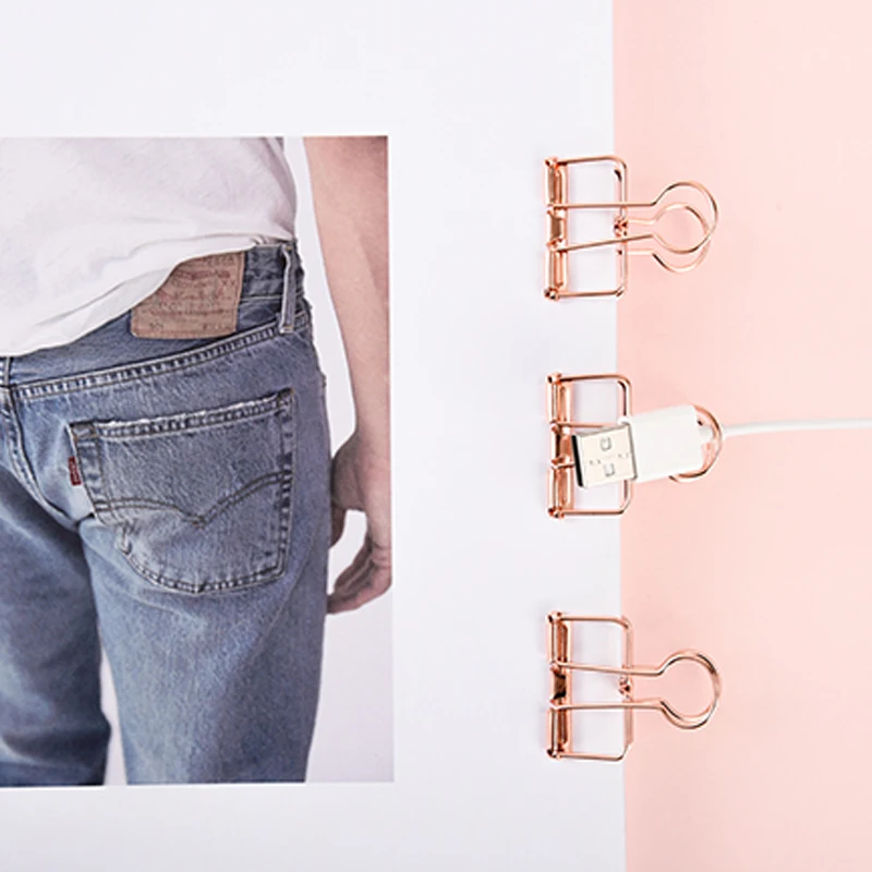 

WCIC 10pcs Novelty Binder Clips Notes Letter Paper Clip Office Supplies Solid Color Hollow Out Metal Clip