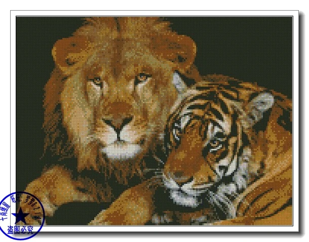 

FREE delivery hot selling Top Quality counted cross stitch kit tiger and lion beast animal