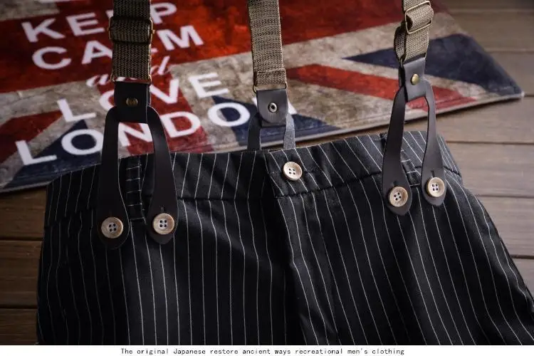 Мужская Британский шорты на подтяжках человек Slim Fit Striped клетчатые шорты летние Винтаж короткие комбинезоны в стиле хип-хоп верхняя одежда