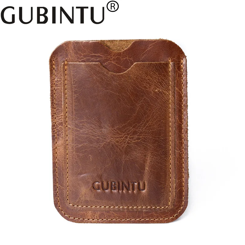 

GUBINTU Brand Genuine Leather Convenient ID Pocket Bank Credit Card Case Thin Card Wallet Men Cash Cards Pack Bus Card Holder