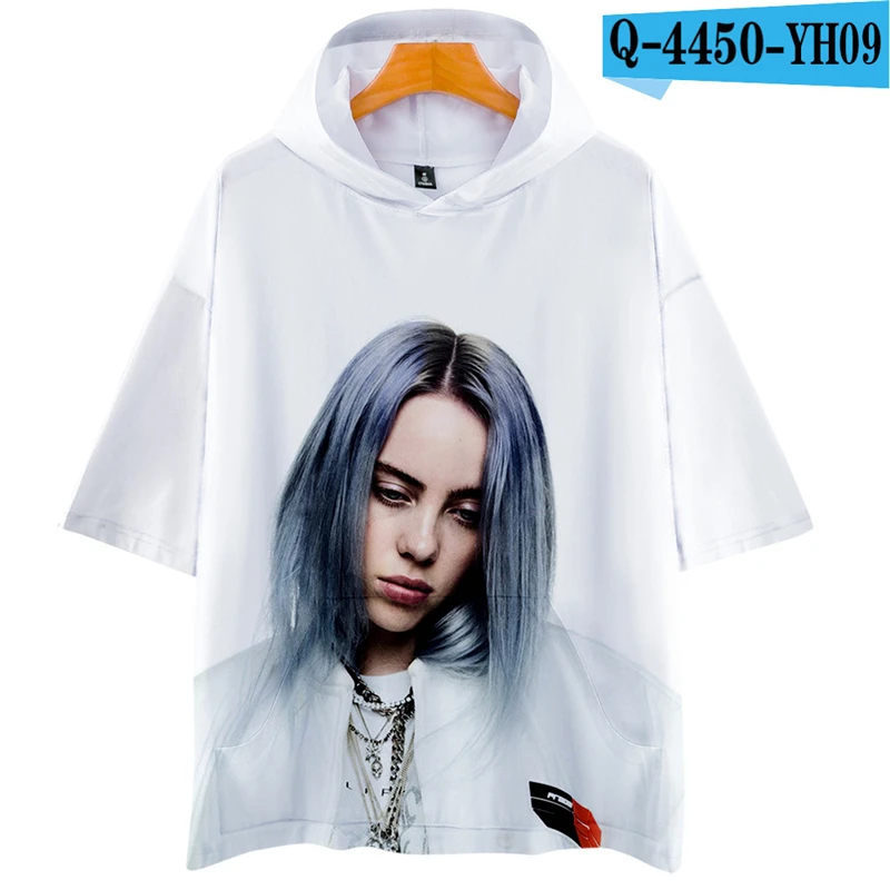 

Billie Eilish Tshirt Hooded Short Sleeve Shirts Printed Hip Hop T Shirt Boys 3D Clothes Printed Tshirt Billie Eilish Clothing