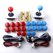 Arcade Game DIY Parts 2x Zero Delay USB Encoder + 2x 8 Way Joystick + 20x Arcade Push Buttons for Mame & Fighting Games Blue-Red