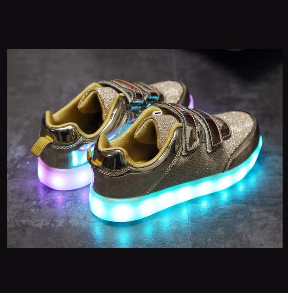 LED Shoes For Boys Girls USB Charger Kids Luminous Glowing Sneakers With Lights