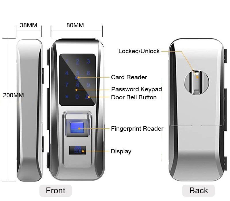 Us 111 57 29 Off Raykube Glass Door Lock Office Keyless Electric Fingerprint Lock With Touch Keypad Smart Card Remote Control Key Door Lock R W06 In