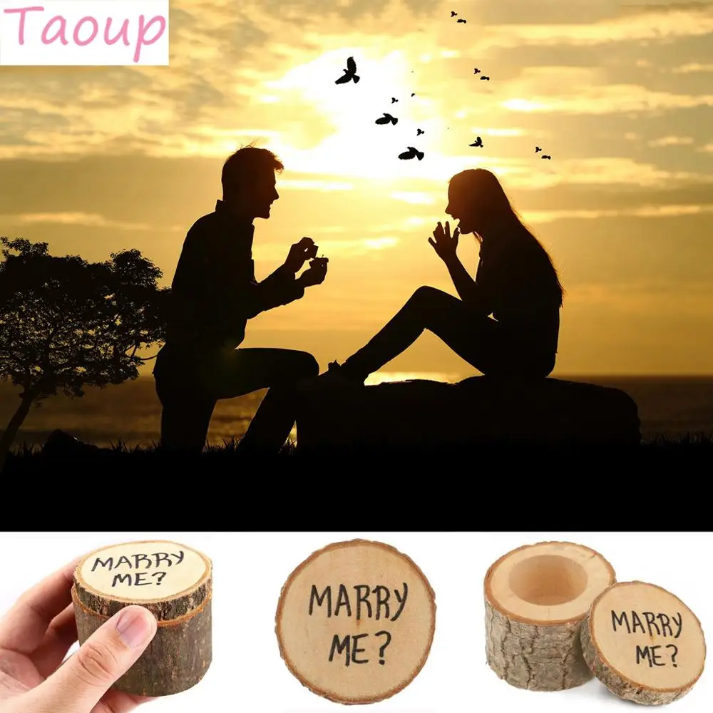 Taoup 1pc Wooden Marry Me Ring Box Gift Diy Rustic Wedding Deocr Accessories Gift Boxes Vintage Weddings Events Party Supplies Gift Bags Wrapping Supplies Aliexpress
