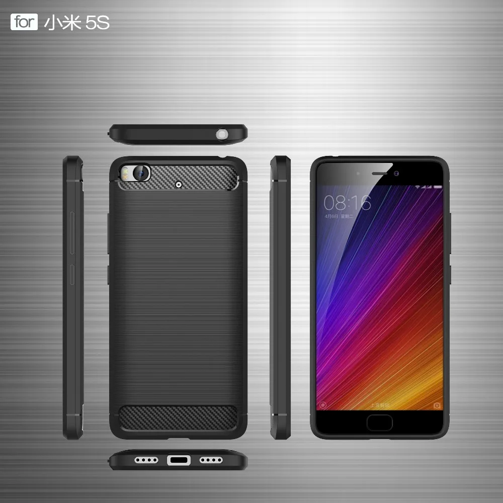 

Phone Case For Xiaomi MI 5S Case Armor Shockproof Cover Carbon Fiber Silicon TPU Case For Xiaomi MI 5S