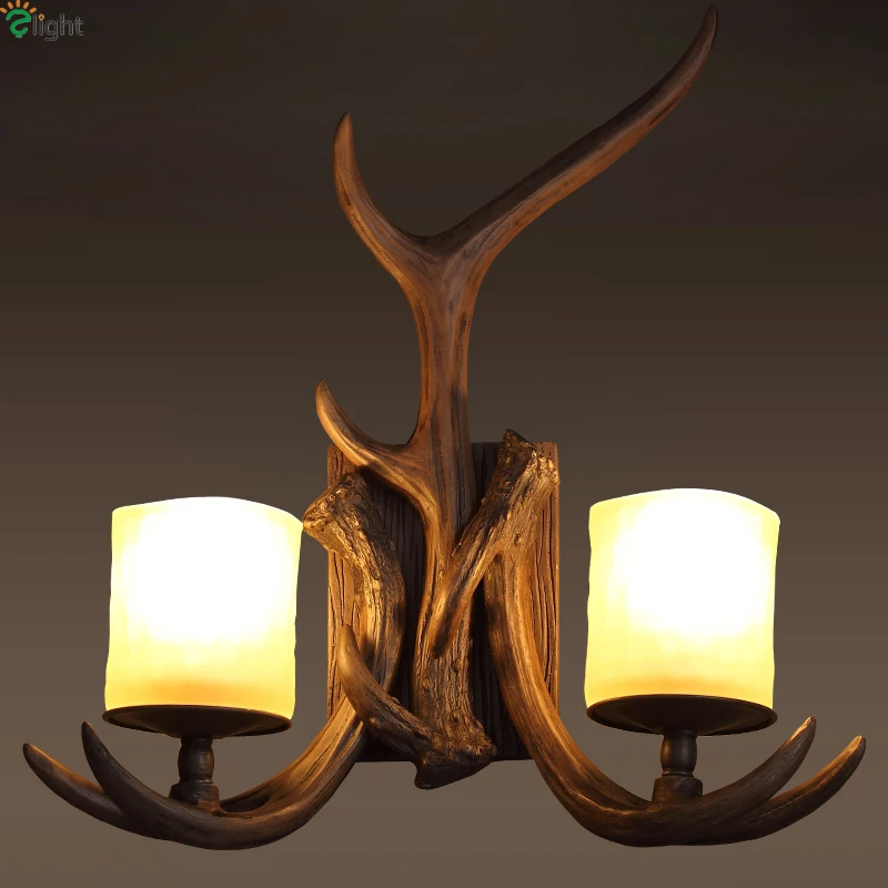

American Retro Resin Antler Led Wall Lamps Novelty Design Dining Room Led Wall Lights Living room Led Wall Light Loft Wall Lamp