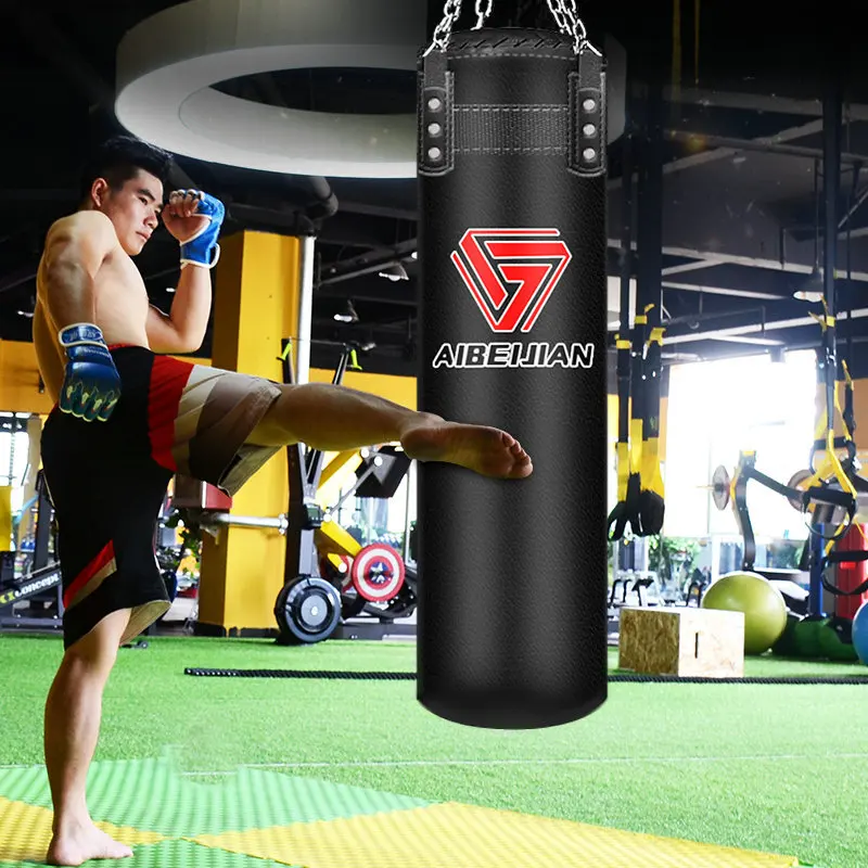 

70cm/100cm Kickboxing Punching Bag PU Leather Fitness Black Sandbag Adult MMA Thai Taekwondo Sport Training Exercise Equipment
