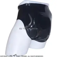 Calzoncillos anatómicos látex negro con condón, ropa interior de goma, pantalones cortos, AliExpress