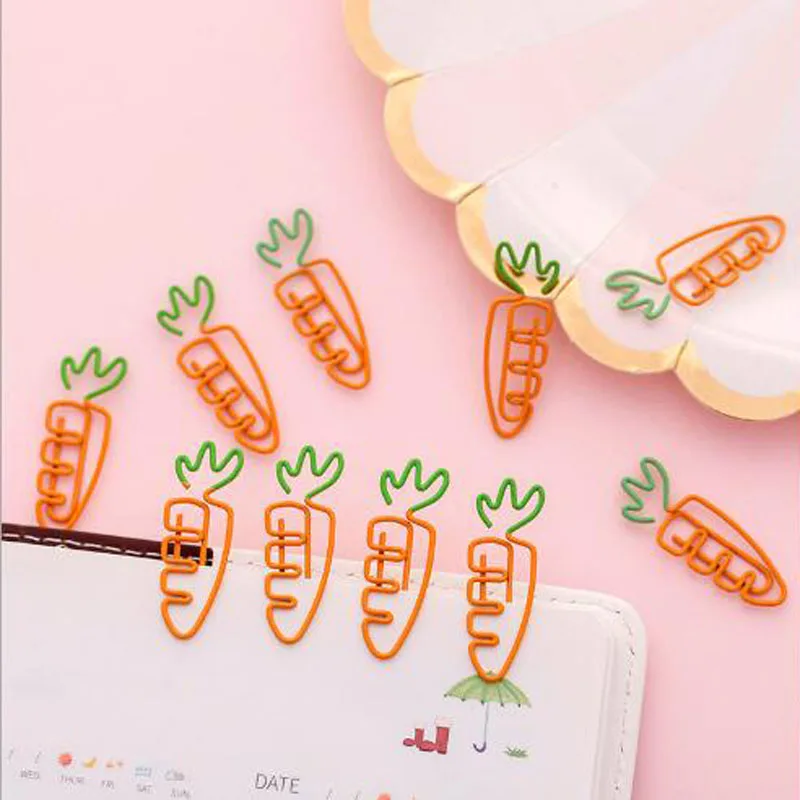 

Creative Kawaii carrot Shaped Metal Paper Clip Bookmark Stationery School Office Supply Escolar Papelaria 5 pcs/lot