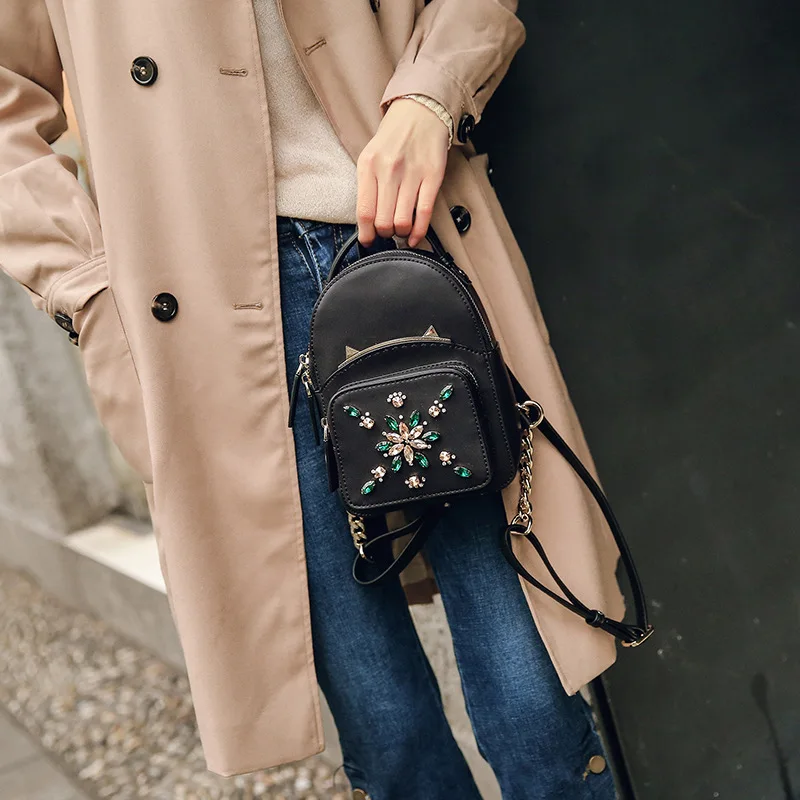 2019 nuevos diamantes de la manera mujeres de cuero mochilas Mini damas mochilas adolescente Grils hombro mochila S147