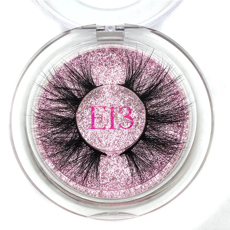 E13 Round case Mikiwi 25 мм норковые ресницы накладные ресницы E07 толстые полосы 25 мм 3D норковые ресницы крест макияж Драматические Длинные 25 мм норковые ресницы - Цвет: E13 Round case