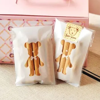 

BBC Bear Self Adhesive Plastic Cookie Candy Bags Bakery,2.8X4 Inch, 200 Bags+200 Lovely Stickers