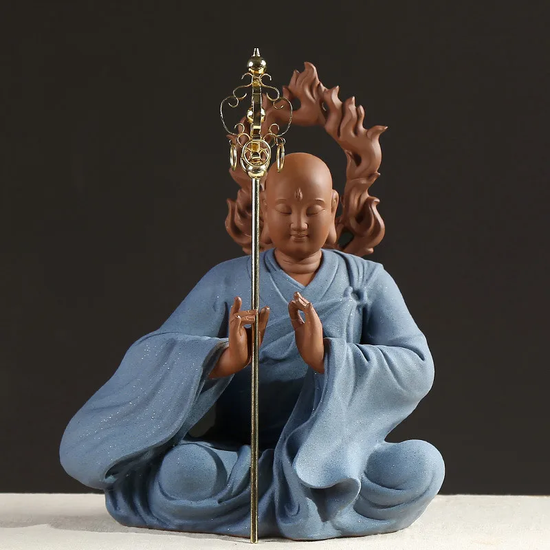 Большая статуя Будды цветные песочные керамические изделия Статуэтка амулет Китайский буддизм домашние декоративные украшения для гостиной и офиса