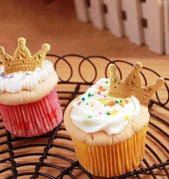 

500pcs/lot gold paper crown cake insert card,mini cake topper decoration for birthday
