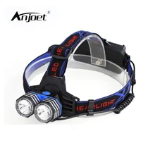 ANJOET 18650/AAA/AA налобный фонарь светодиодный фонарь на голову 2000lm 2x XM-L XML T6 Фара для охоты и альпинизма