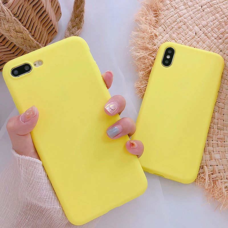 Жёлтый однотонный мягкий чехол LACK для телефона iphone 7 Plus милые Высококачественные