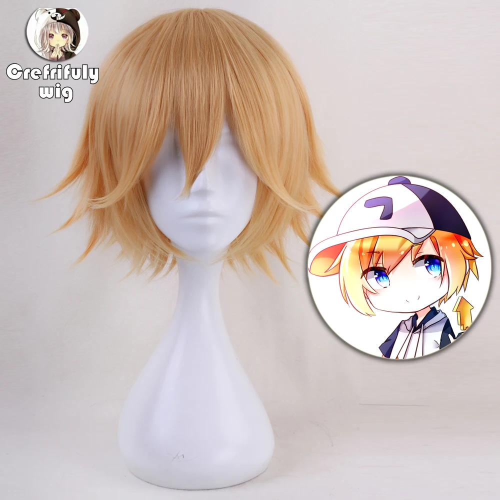 

35cm Aotu World Phantom.S Golden Short Cosplay Wig Costume Party Wigs For Women High Temperature Fiber + Wig Cap