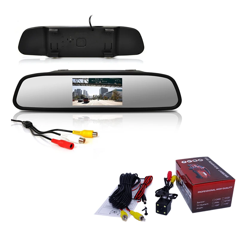  Viecar Car Rearview Mirror Monitor With Night Vision Reversing Rear View Camera 4.3 inch Screen dis