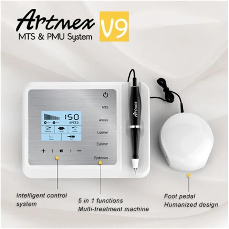 Перманентная тату машинка для макияжа Artmex V9 Eye Brow губ Вращающаяся ручка MTS PMU система с V9 иглой татуировки