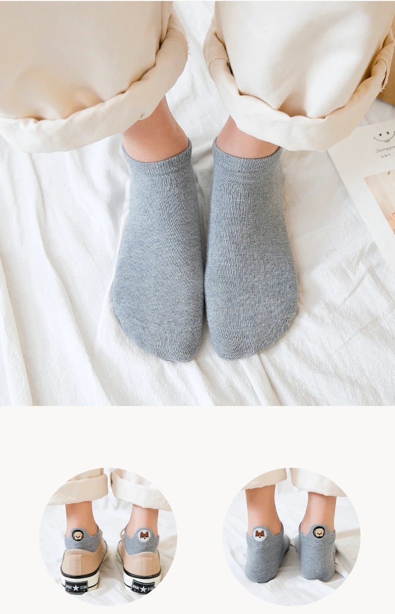 Милые хлопковые женские носки до щиколотки в Корейском стиле, женские тонкие модные короткие милые летние носки-лодочки с рисунком, 1 пара