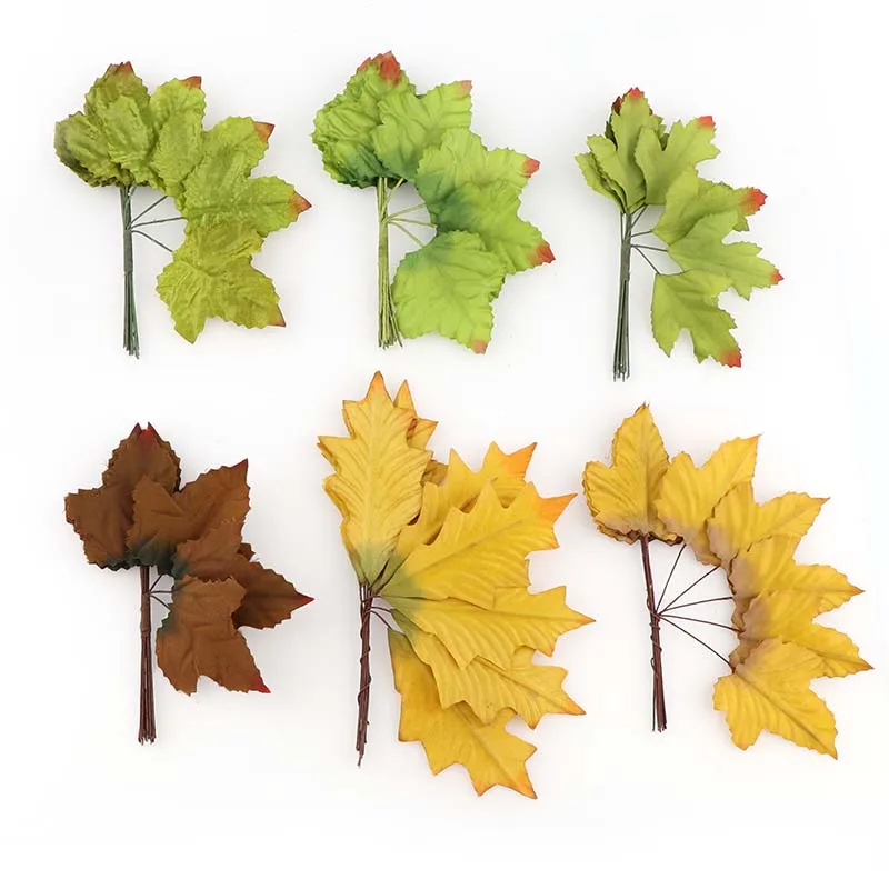 

5cmMaple leaf Silk Leaf Shaped Handmade Fleurs Scrapbooking Artificial Flower For DIY Wedding Home Decoration Accessories