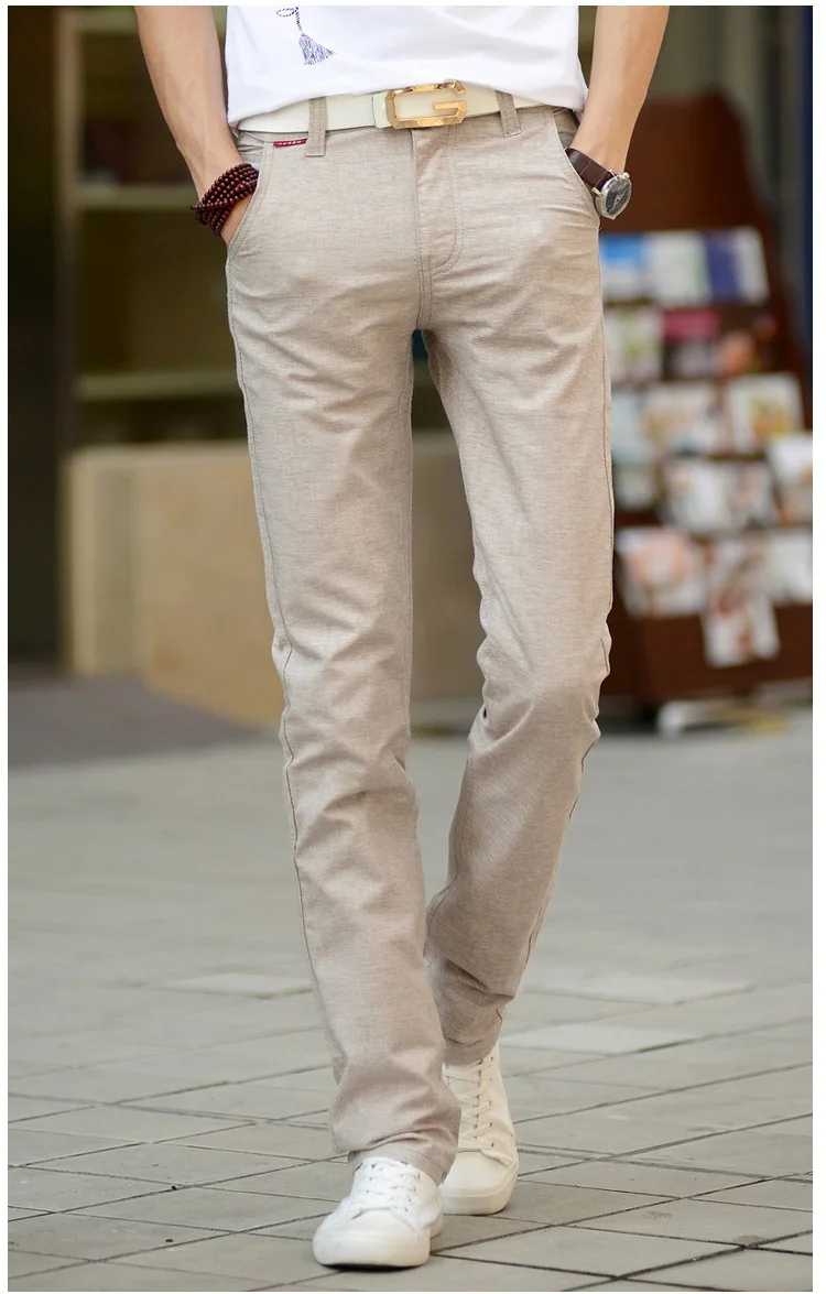 High quality comfortable breathable linen trousers men's simple fashion