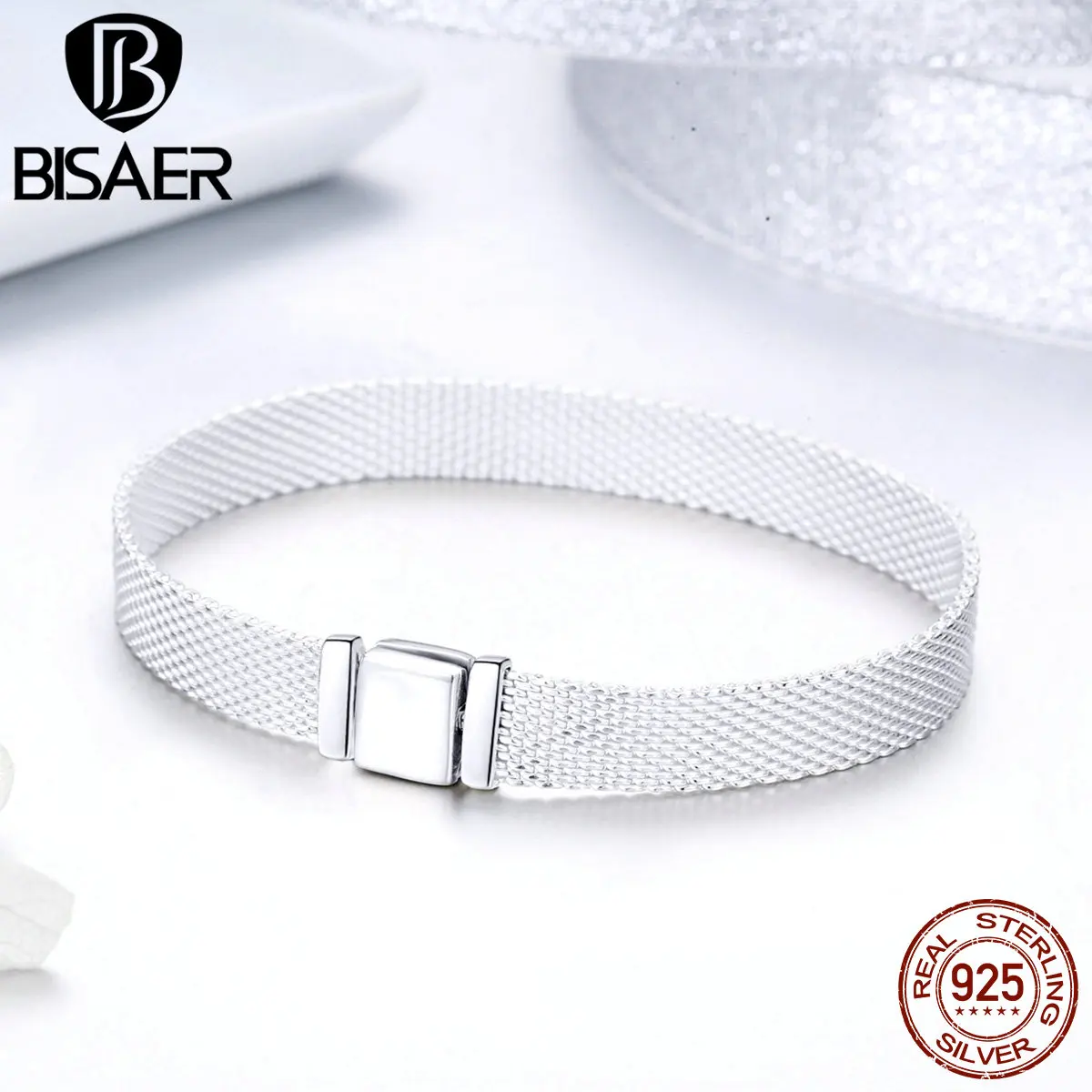 BISAER, Новое поступление,, настоящее 925 пробы, серебряный, белый цвет, браслет на цепочке и ожерелье для женщин, подарок на помолвку, свадьбу, HSX001