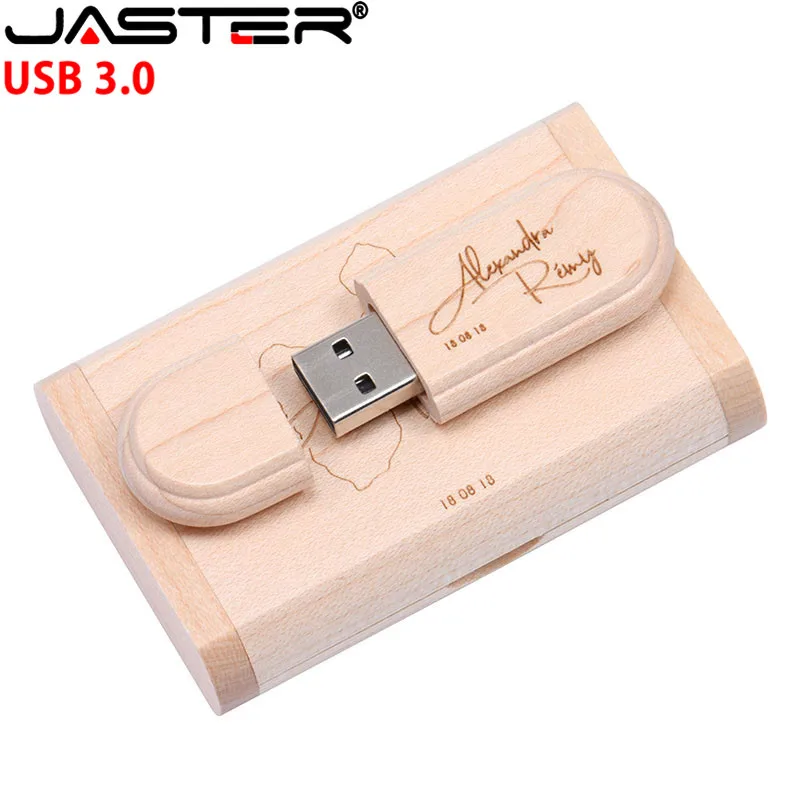 

JASTER USB 3.0 high speed customer LOGO Wooden USB flash drive Maple wood + box pendrive 4GB 16GB 32GB 64gb memory stick gifts
