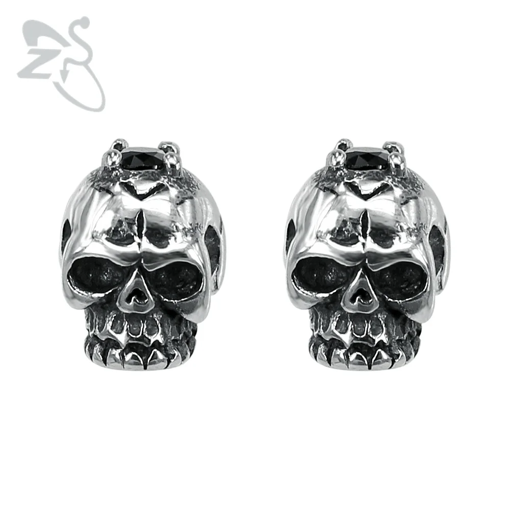 

Punk Style Ear Stud Earrings Skull Black Zircon Stainless Steel Piercing Earring Stud Men Fashion Body Piercing Jewelry Ear Pin