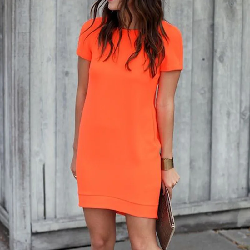 orange casual dresses