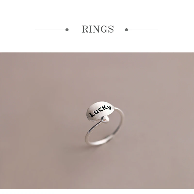 925 Sterling Silver Rings For Women Adjustable Girls Minimalist Personality Design Letter Ring Women's Christmas Gifts | Украшения и