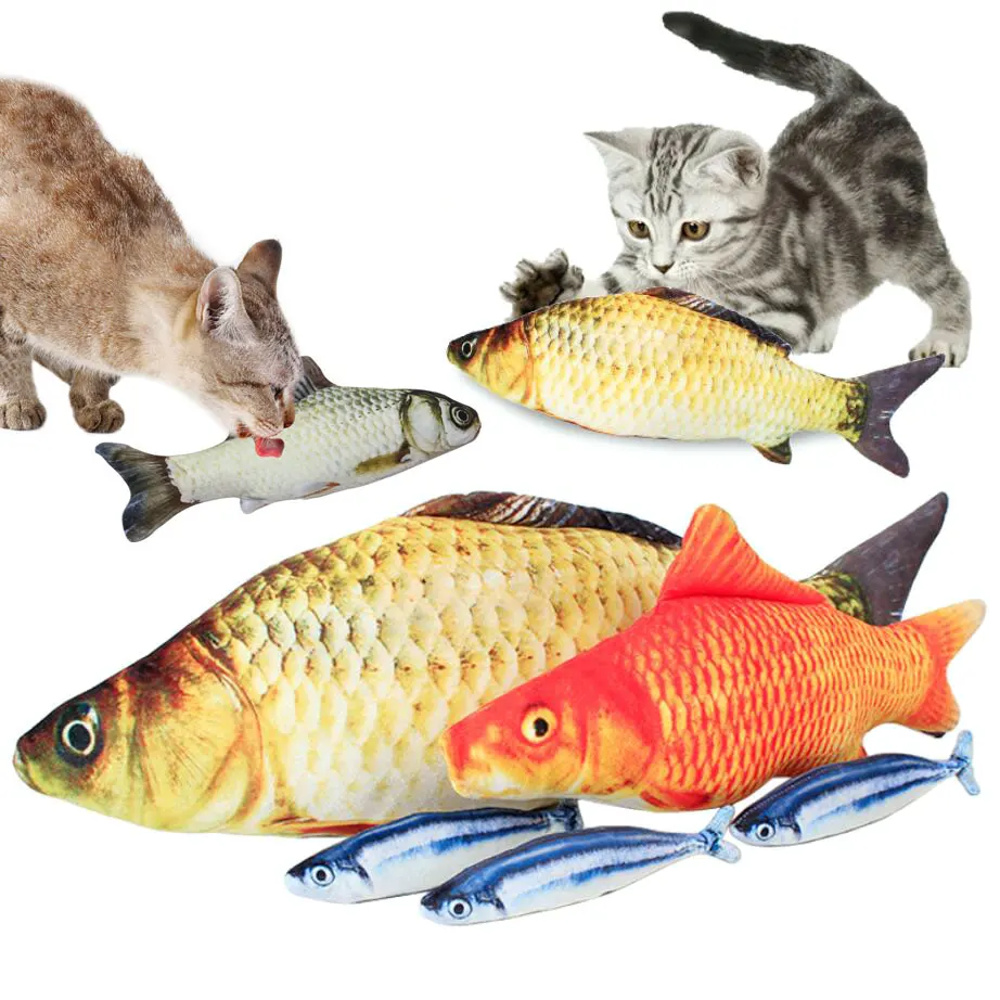 

20CM Plush Creative 3D Carp Fish Shape Cat Toy Gift Cute Simulation Fish Playing Toy For Pet Gifts Catnip Fish Stuffed Pillow