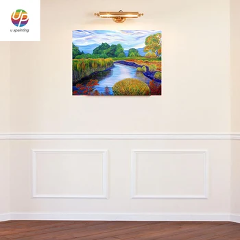 

2016 New York Lake Natural Landscape River Abstract Wall Art Oil Painting on Canvas Print Home Room Decoration Industrial Free