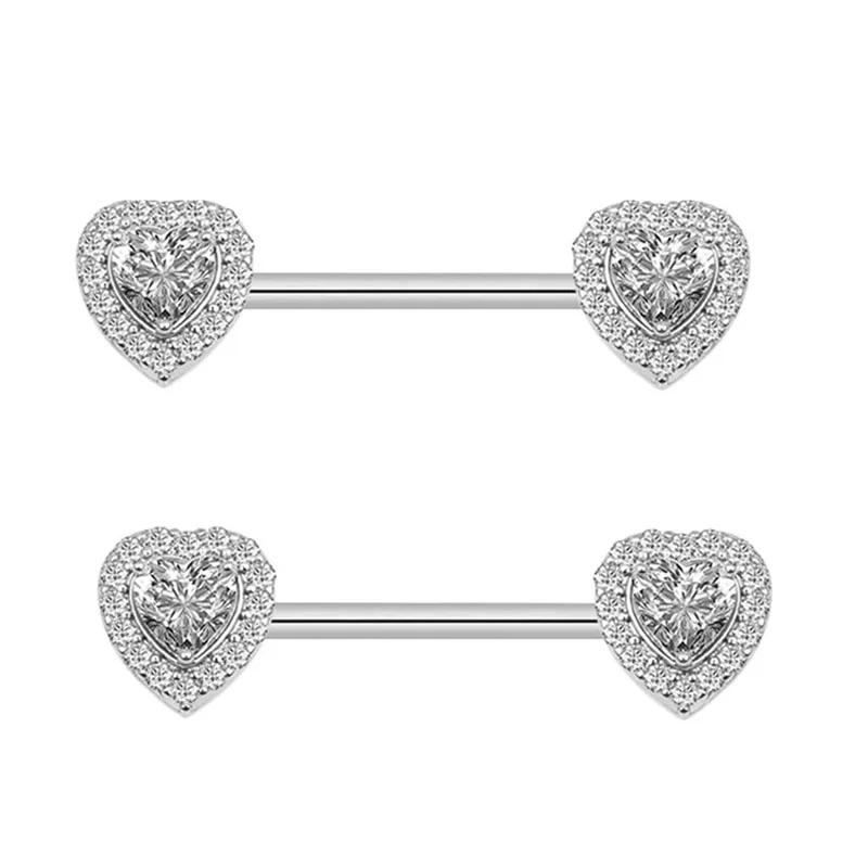 1Pair New Clear Zircon Heart Nipple Rings Cover Piercing Body Jewelry Nipple Bar Ring Barbell Nipple Pircing Mamilo Sexy Women - Image 4