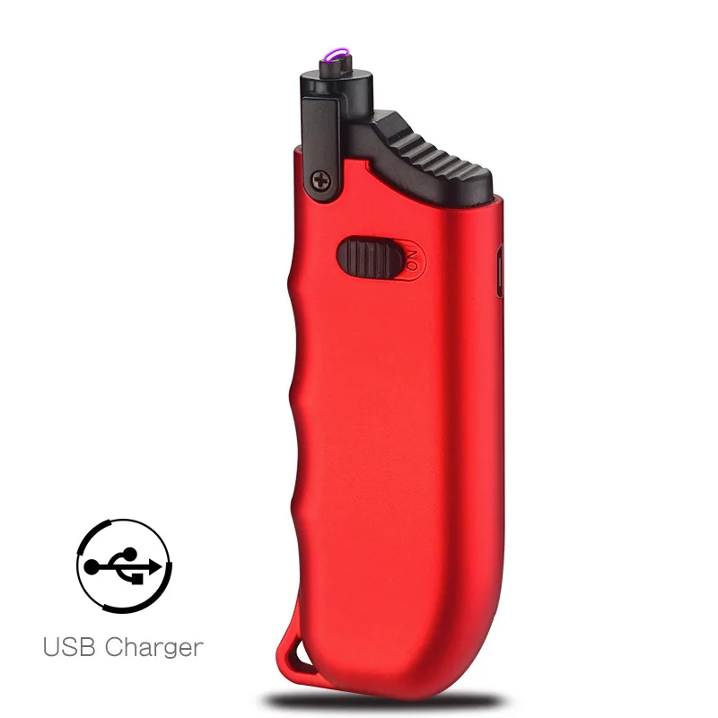 Беспламенная зажигалка зажигалки Телескопический дуговой фонарь плазменная Зажигалка USB Перезаряжаемый защищенный от ветра для курения аксессуары - Цвет: Red