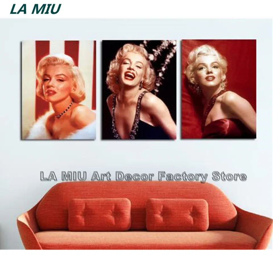 3 Piece Marilyn Monroe Vintage Canvas Wall Art Tableau Poster Picture Home Decoration Print Painting Modular For Living Room