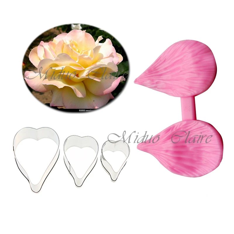 Silicone Rose multiflora Petal Veiner & Cutter Flower Petal Cutter