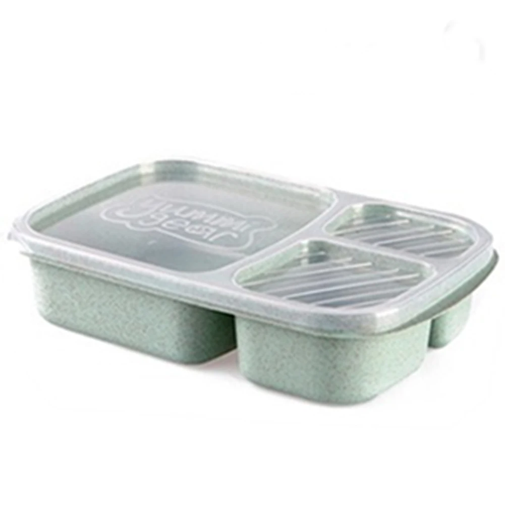 1PC Lunch Box Natural Wheat Straw Portable Food Storage Container 3 Grids Hot | Дом и сад