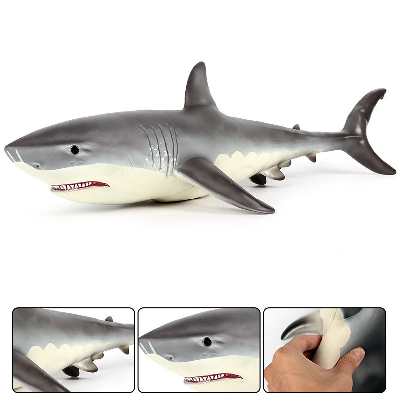 Oenux 55x24x17 см, Большая Морская жизнь, мягкая большая белая акула, модель, фигурки, животные океана, большая акула, коллекция игрушек для детей, подарок