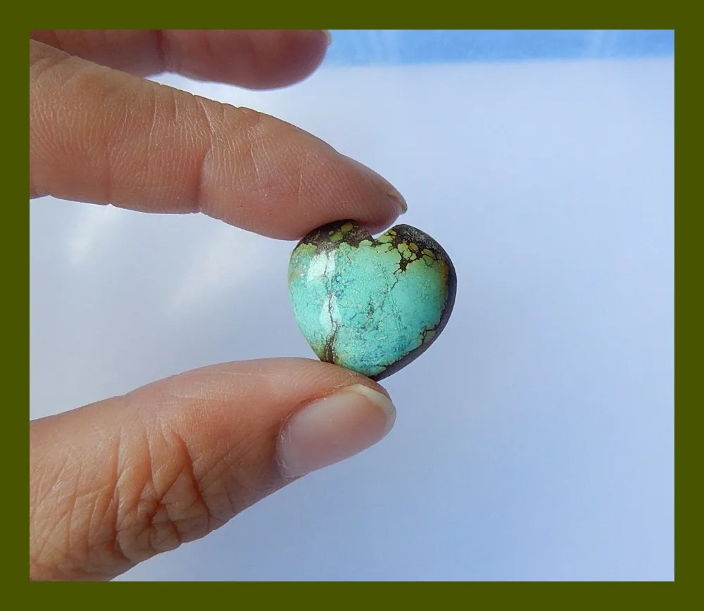 Natural Stone Turquoise Heart shape Cabochon,20x20x6mm,3.2g natural