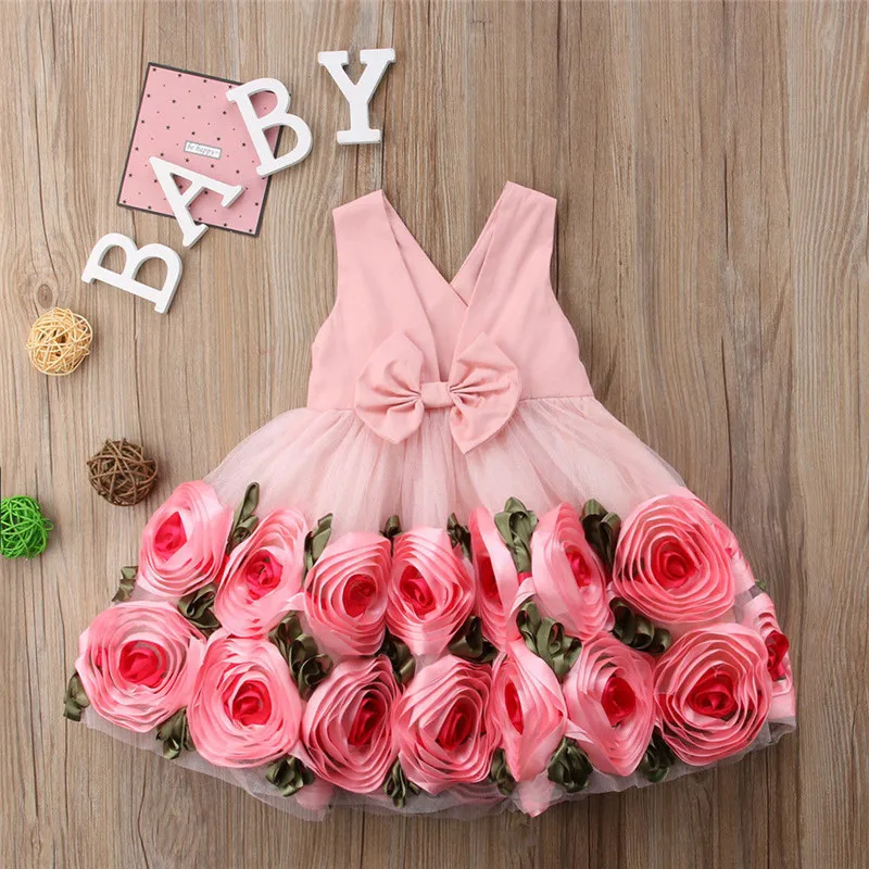 Baby Dress for Girl Clothes Beauty Tutu Bow Girl Birthday Party Evening Dress 2019 Summer Kids Dresses for Girls Dress Elegant