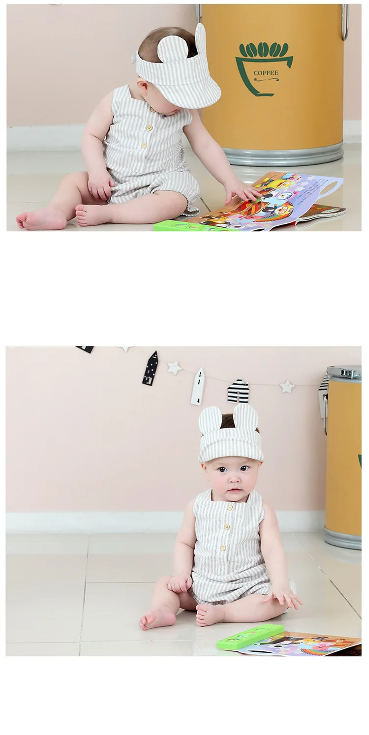 Детские комбинезоны с матросским воротником, Одежда для новорожденных девочек, милые комбинезоны для мальчиков, хлопковый комплект в полоску